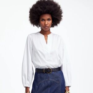 NWT Madewell White V neck Blouse Elegant and Timeless